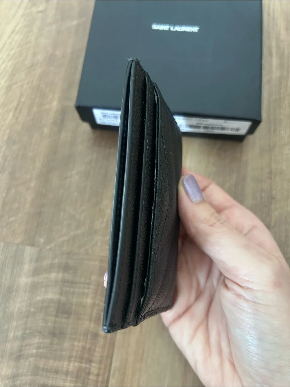 Saint Laurent Black Quilted Card Case with Gold YSL Logo - Picture 5 of 8